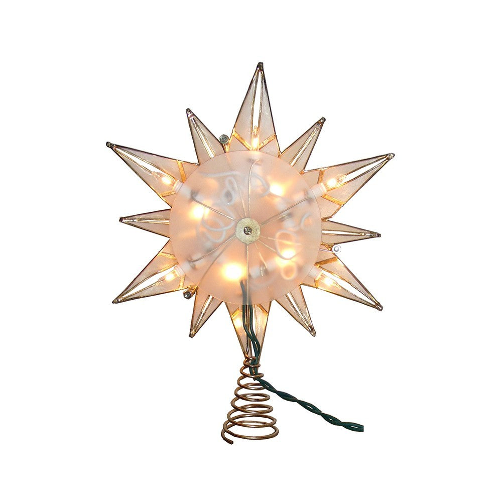 Kurt Adler Tree Topper: 10" 12pt Capiz Star w/Center Gem, #UL3150
