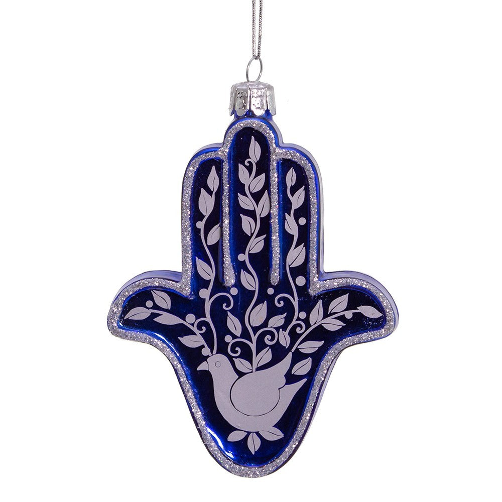 Kurt Adler: Hanukkah; Noble Gems™ Glass Hanukkah Hamsa Hand Ornament