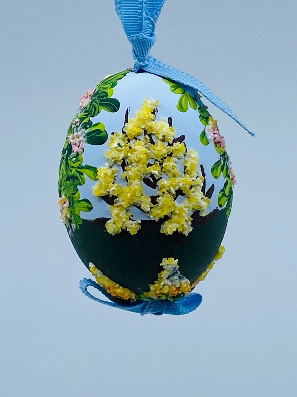 Christmas Ornament: Peter Priess Easter Egg Ornament; Easter Bunny in Garden