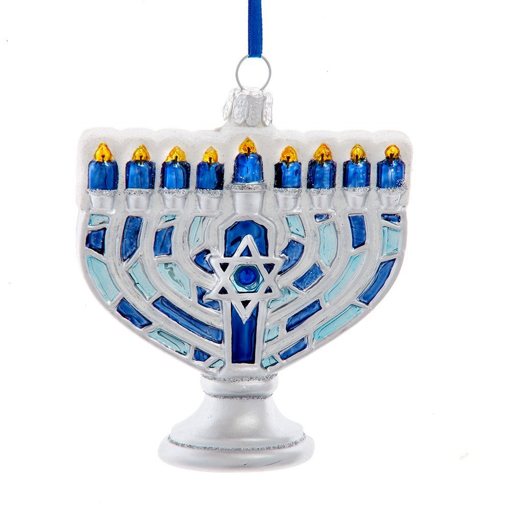 Kurt Adler: Hanukkah; Noble Gems™ Glass Menorah Ornament