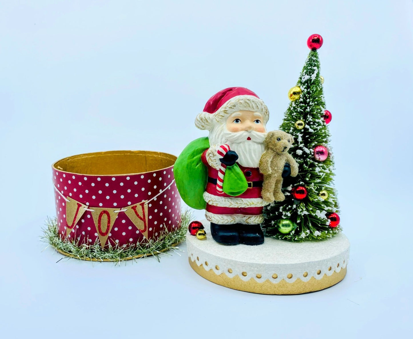 Bethany Lowe Designs: Christmas, Joy Santa on Box, Item# 2360