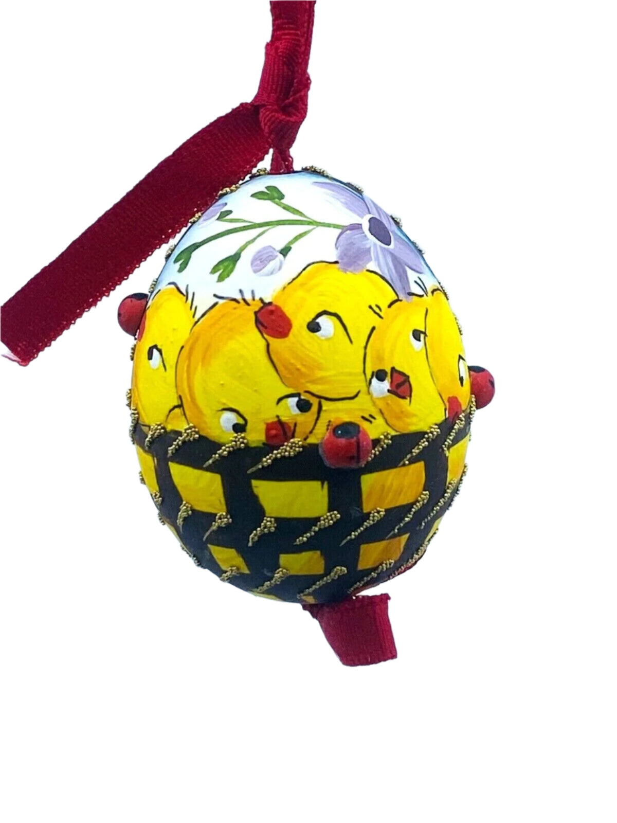 Easter Egg: Peter Priess, Spring Egg Ornament, Spring Chicks in a Basket