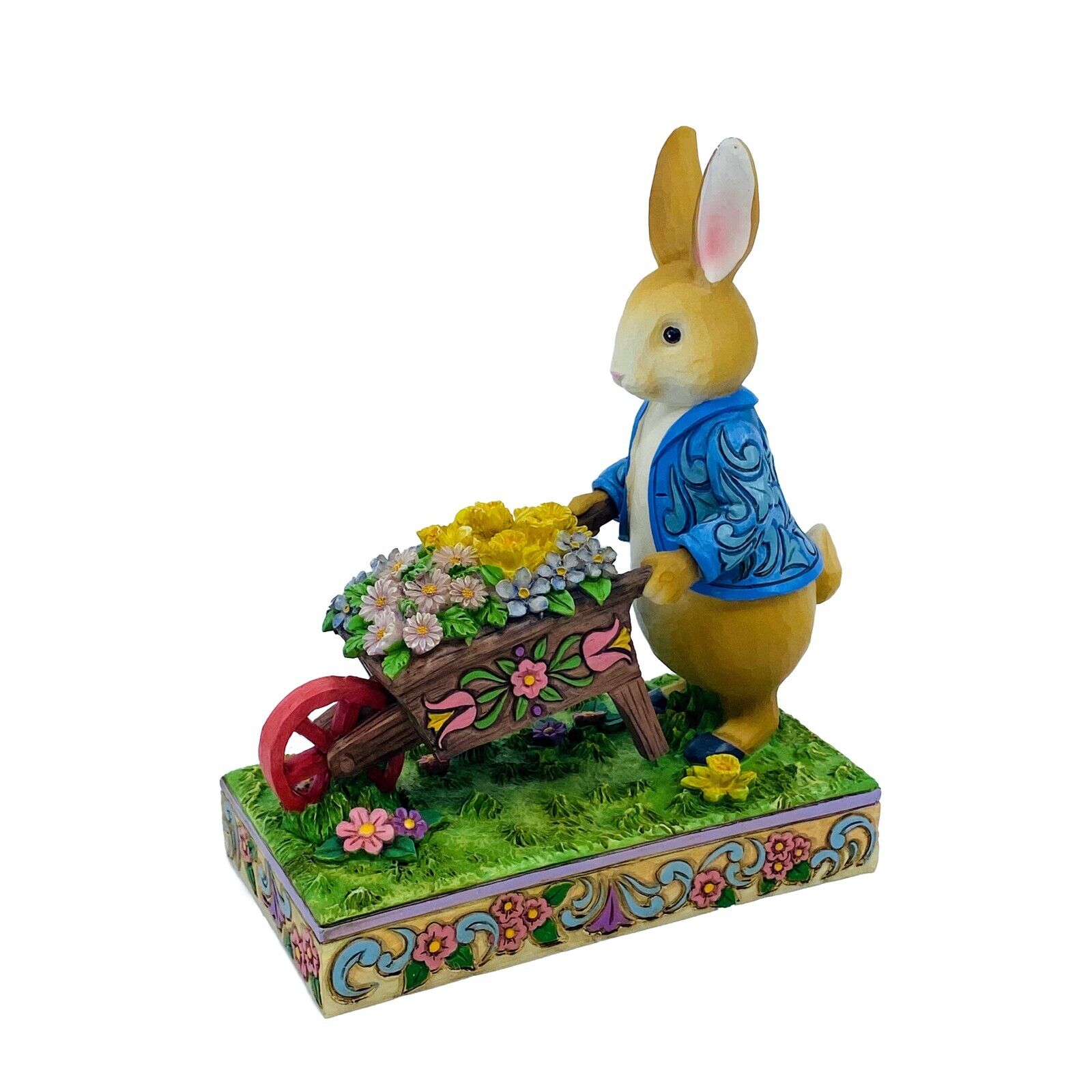 Enesco, Jim Shore Heartwood Creek, Peter Rabbit w/Wheelbarrel, "Full of Flowers"