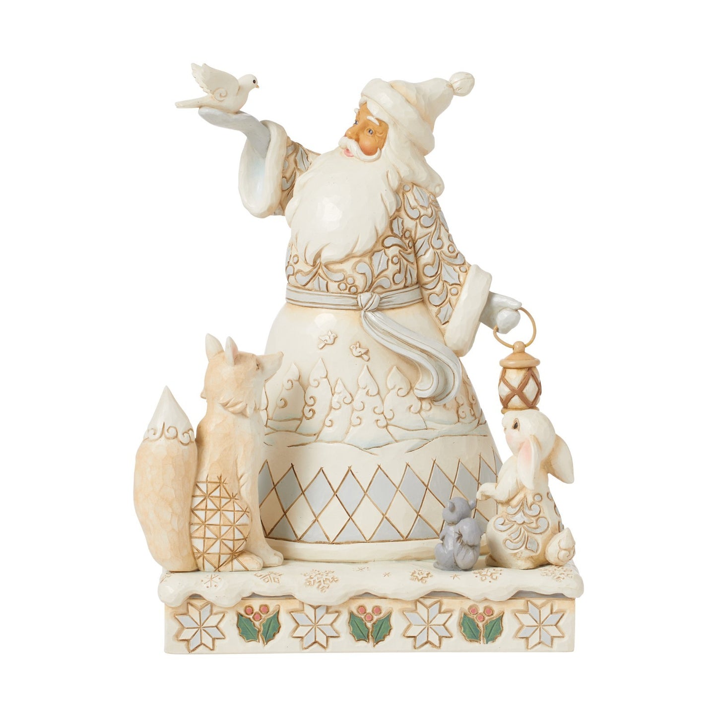Jim Shore, Heartwood Creek, Christmas: White Woodland Santa Holding Dove