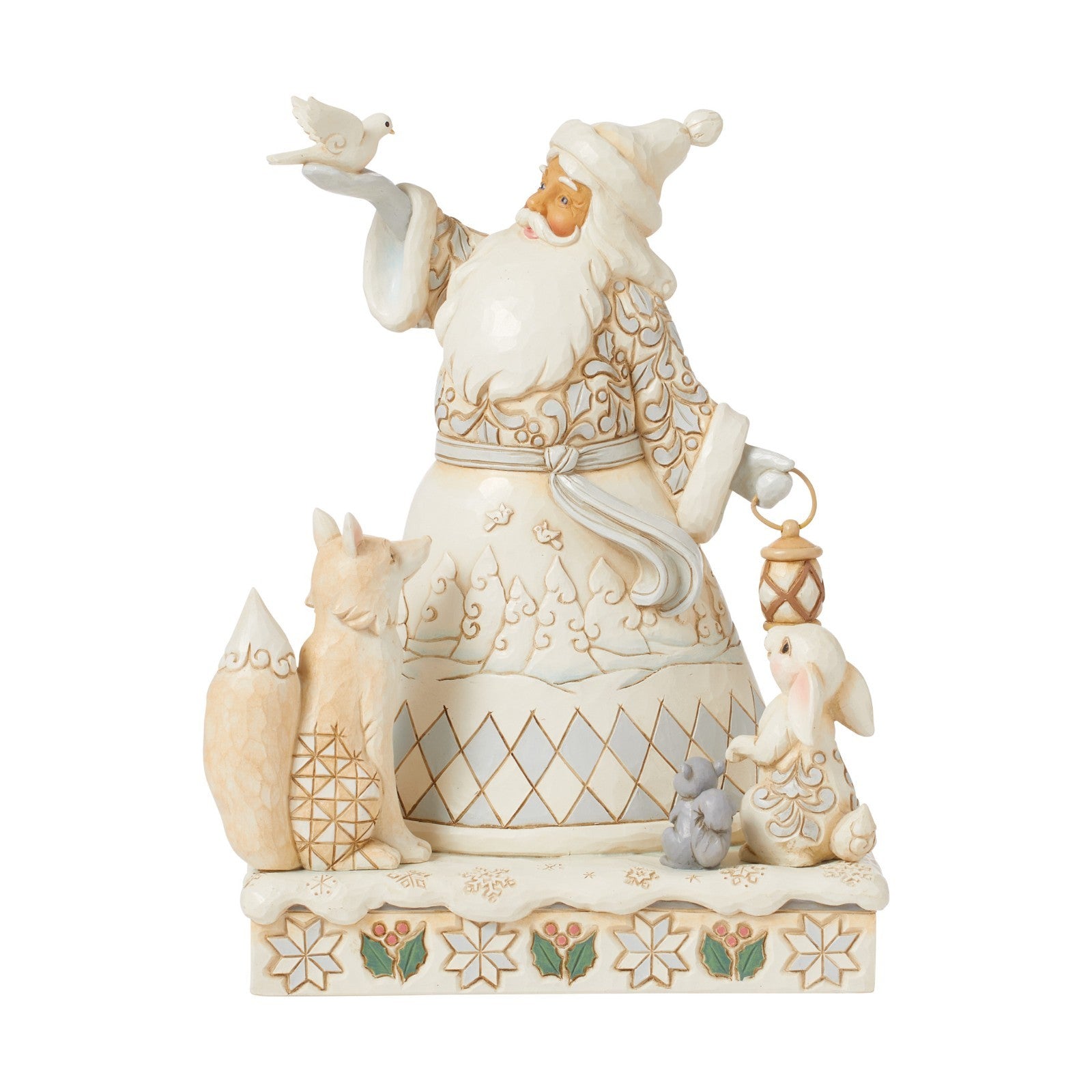 Jim Shore, Heartwood Creek, Christmas: White Woodland Santa Holding Dove