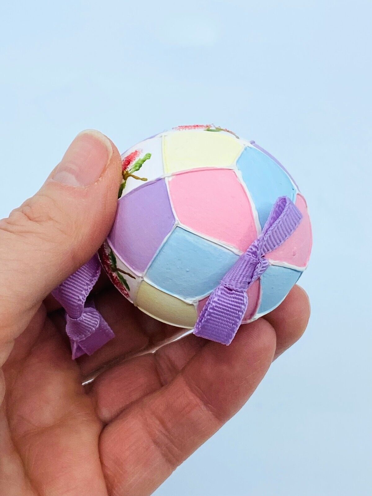 Easter Egg Ornament: Peter Priess Easter Egg; Rose Bud w/Pastel Diamond Panels