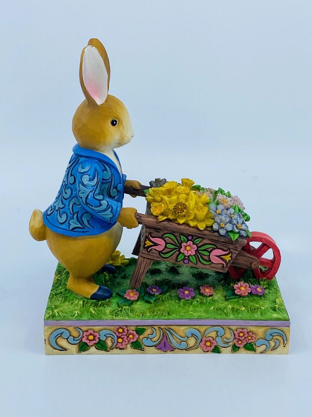 Enesco, Jim Shore Heartwood Creek, Peter Rabbit w/Wheelbarrel, "Full of Flowers"