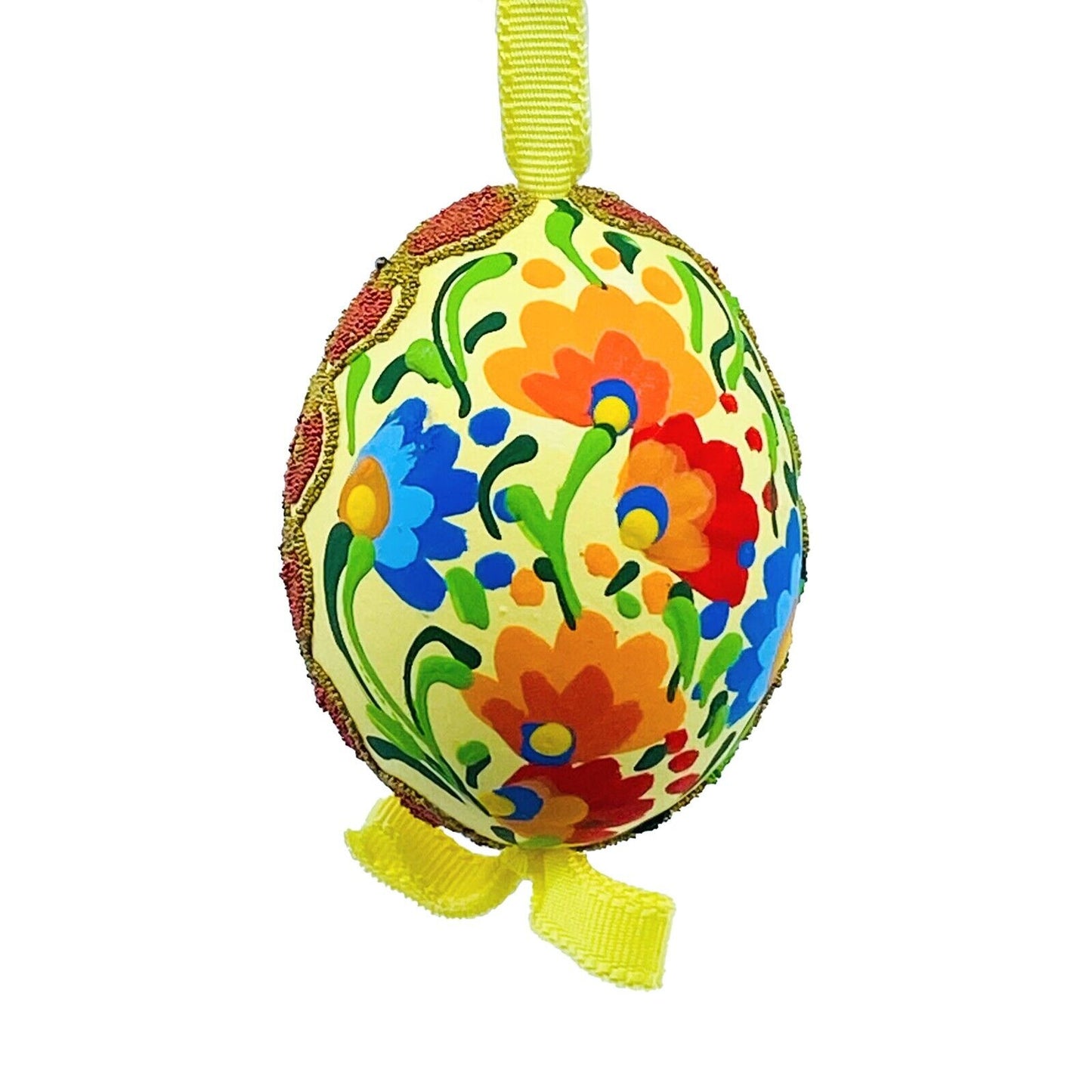 Easter Ornament: Peter Priess Easter Egg Ornament; Real Egg, Dutch Floral Motif