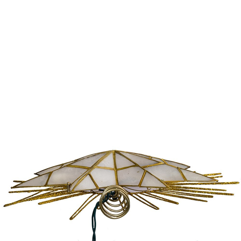 Kurt Adler Tree Topper: 14" 7pt Natural Capiz Star Pre-Lit, #UL3065