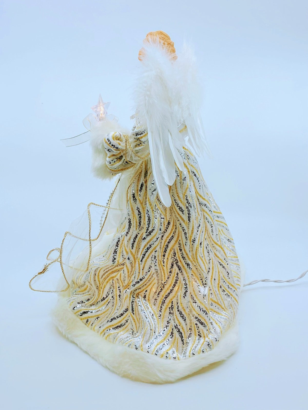 Kurt Adler Angel Tree Topper: 14" Gold & Silver, 10LT, #UL2232