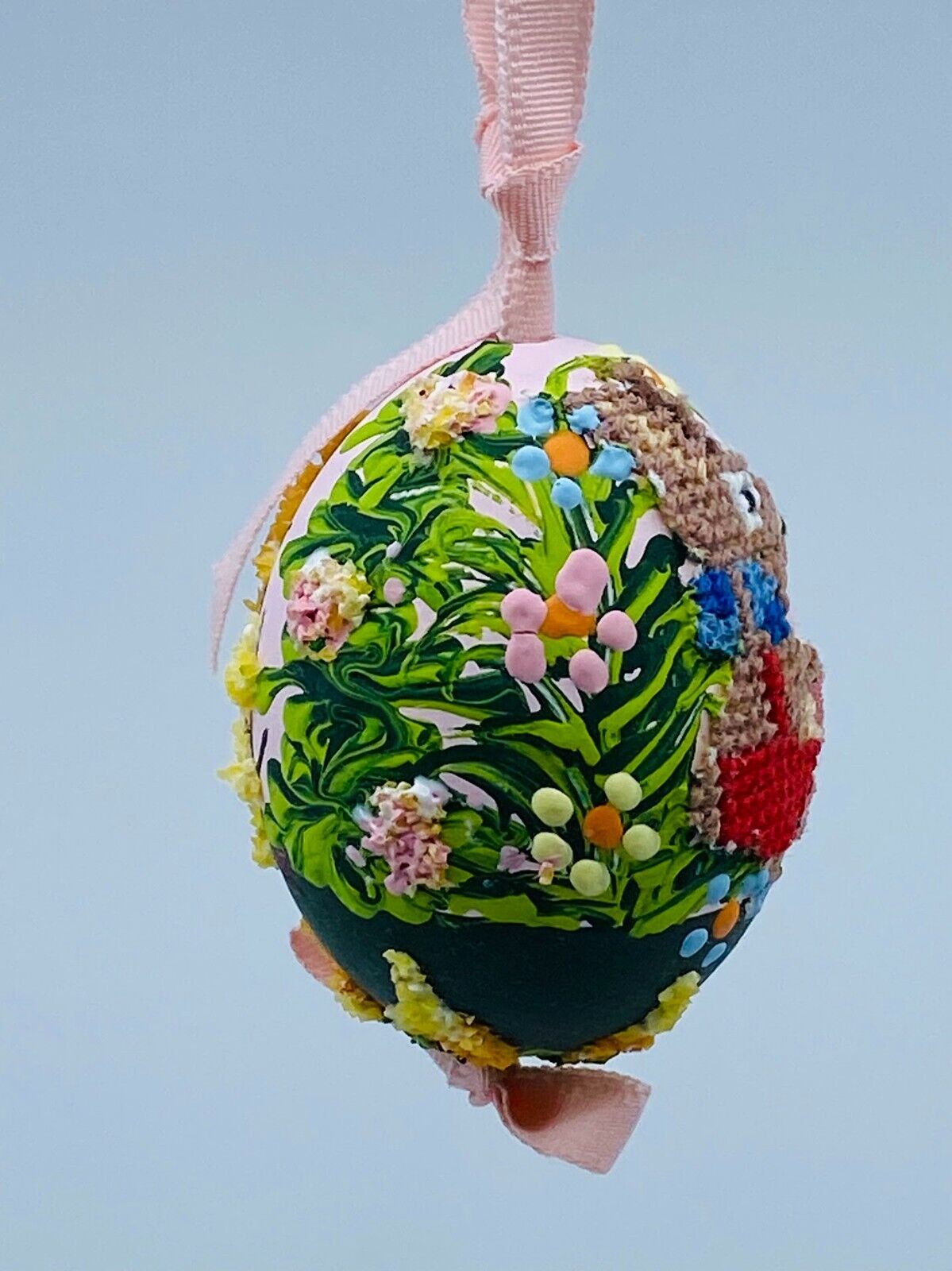 Peter Priess Easter Egg Ornament; Easter Bunny in Garden