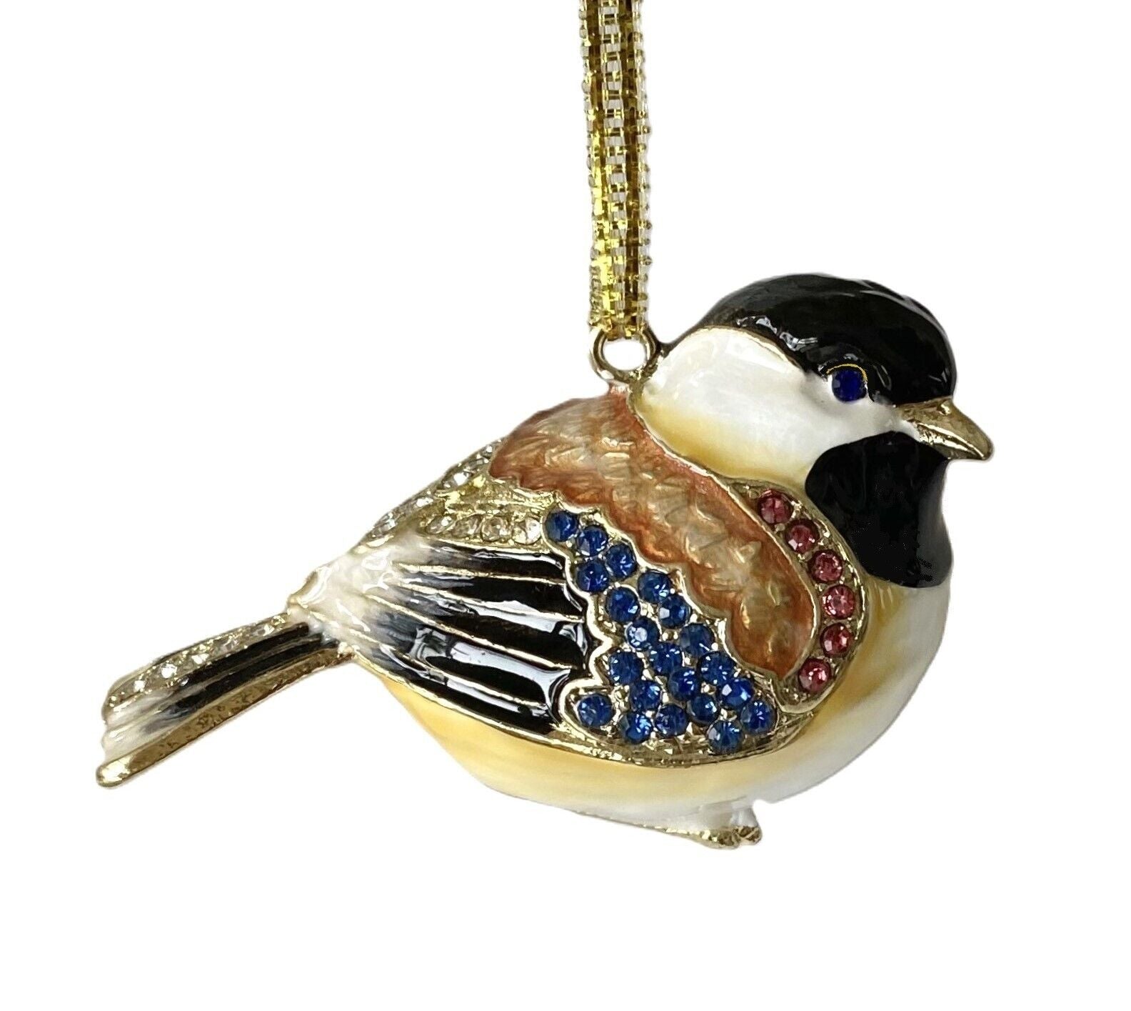 Kubla Craft Bejeweled Enameled Ornament: Chickadee, Item#2883