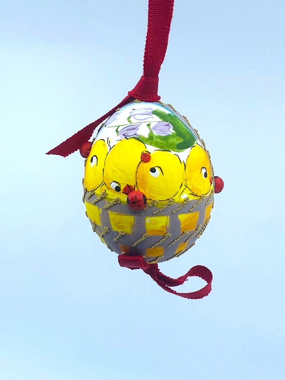 Easter Egg: Peter Priess, Spring Egg Ornament, Spring Chicks in a Basket