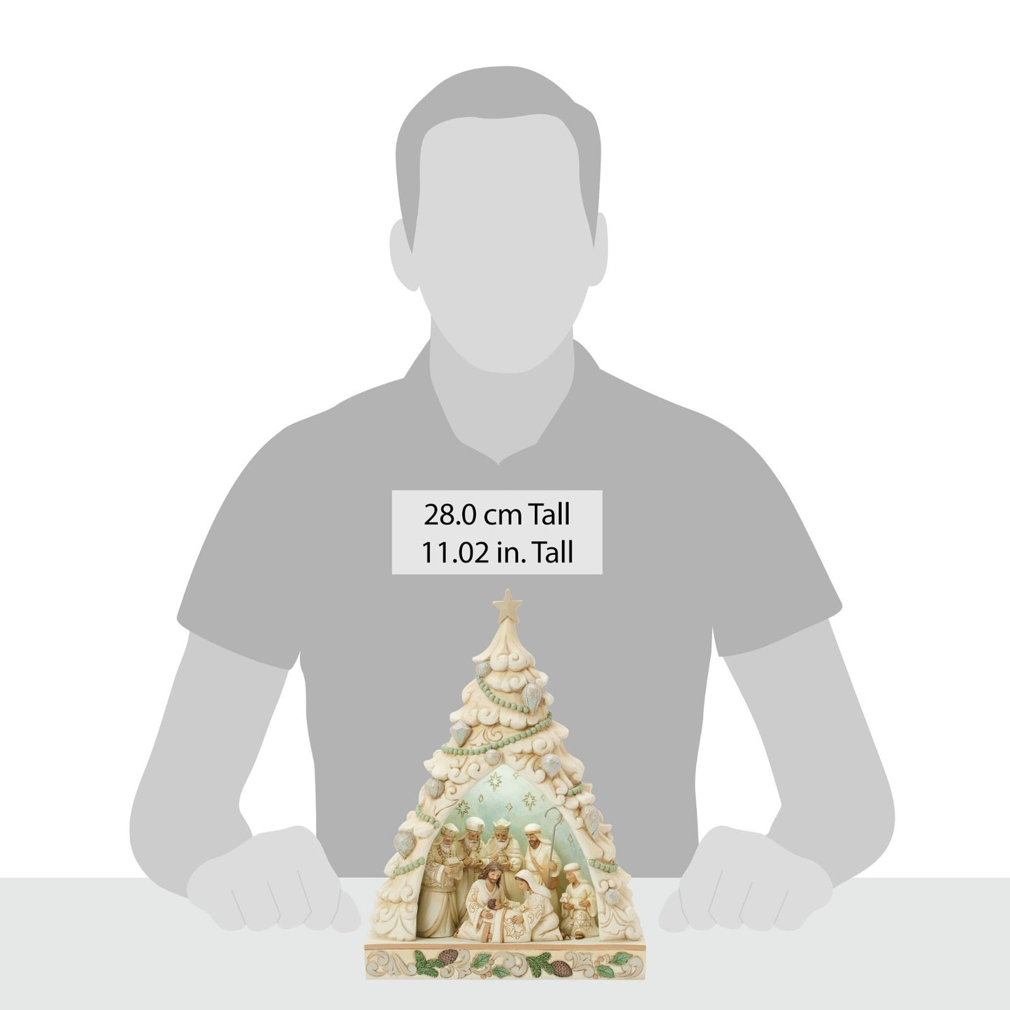 Jim Shore, Christmas: White Woodland Tree Diorama Nativity "Tree of Holy Light"