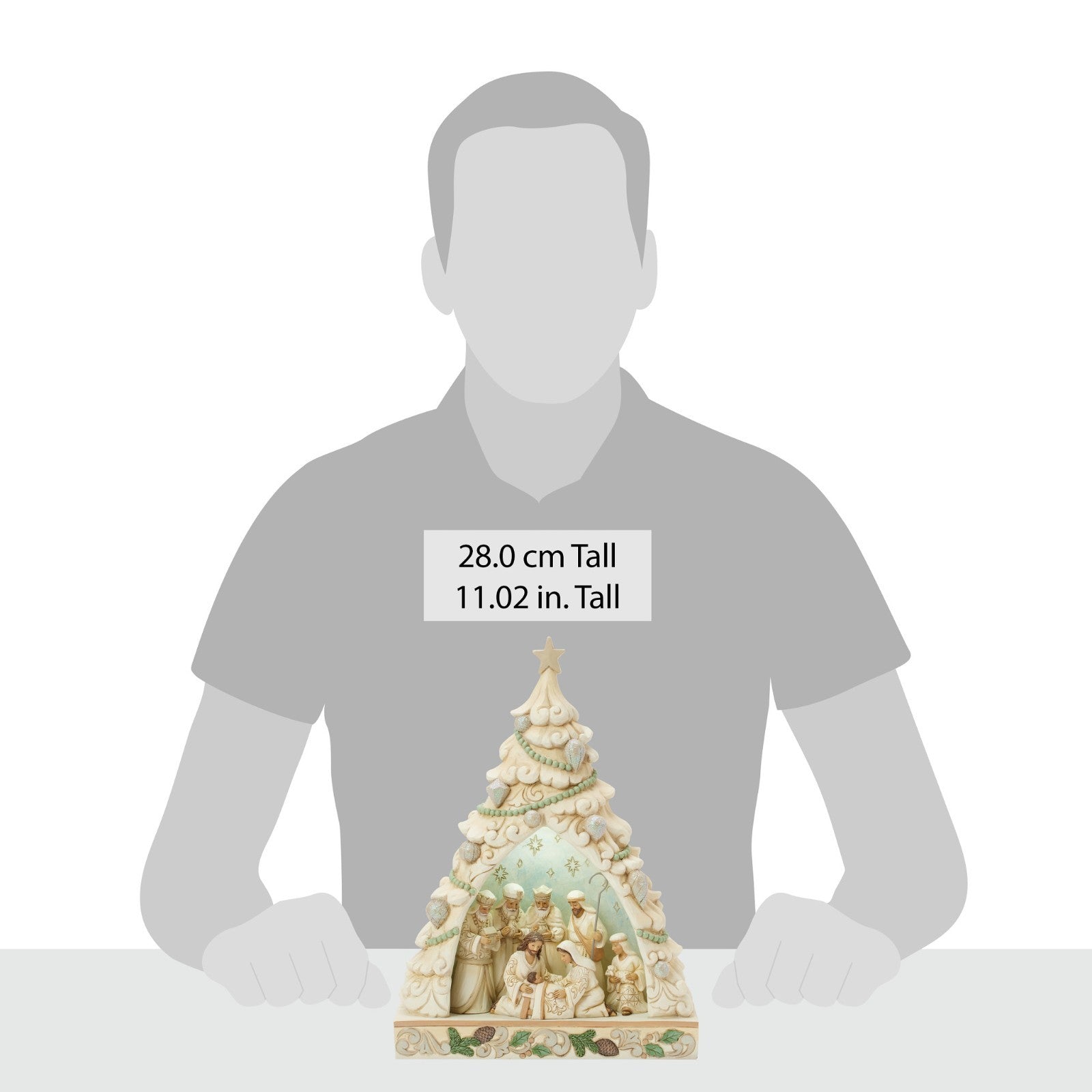 Jim Shore, Christmas: White Woodland Tree Diorama Nativity "Tree of Holy Light"