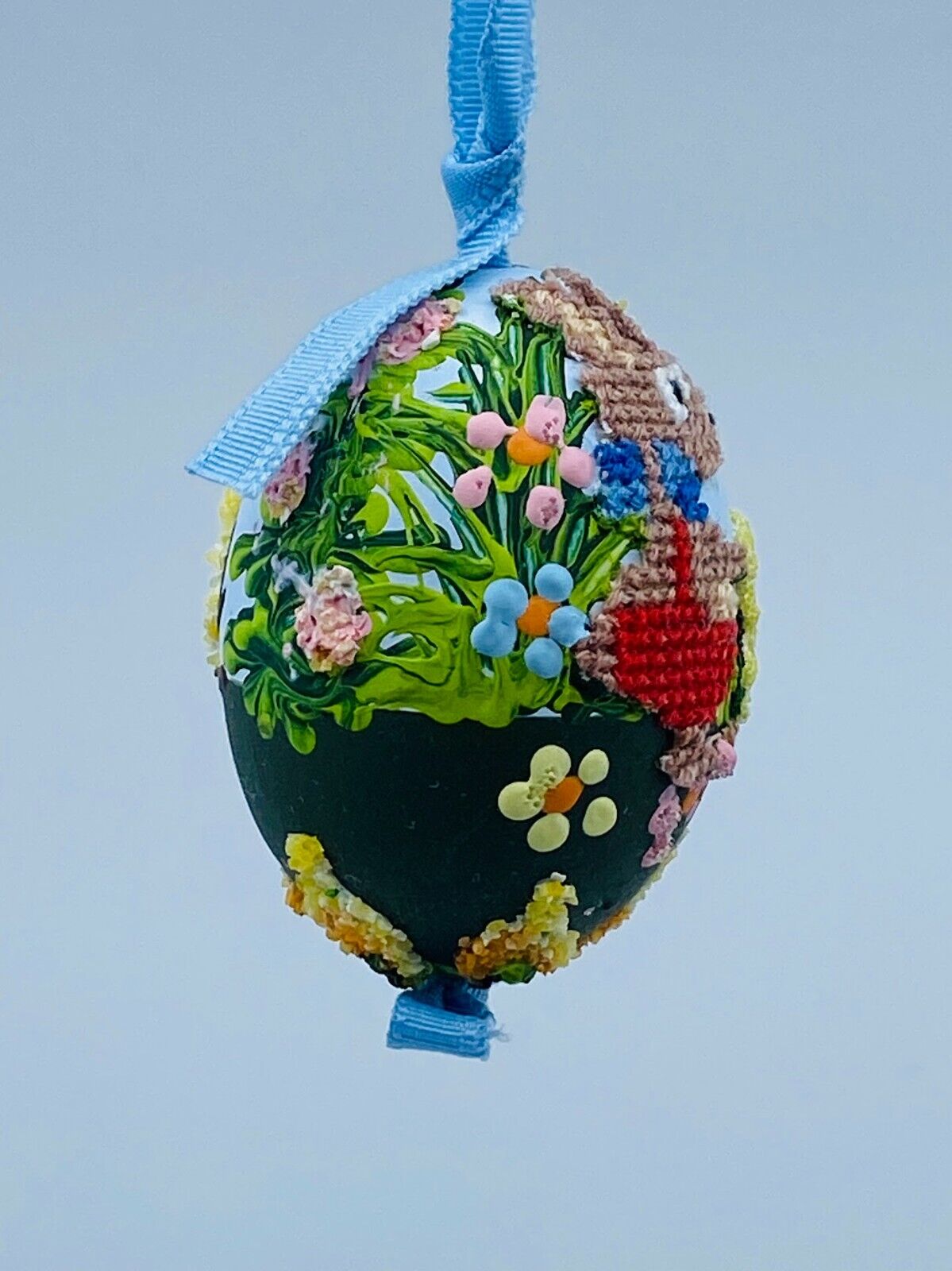 Peter Priess Easter Egg Ornament; Easter Bunny in Garden