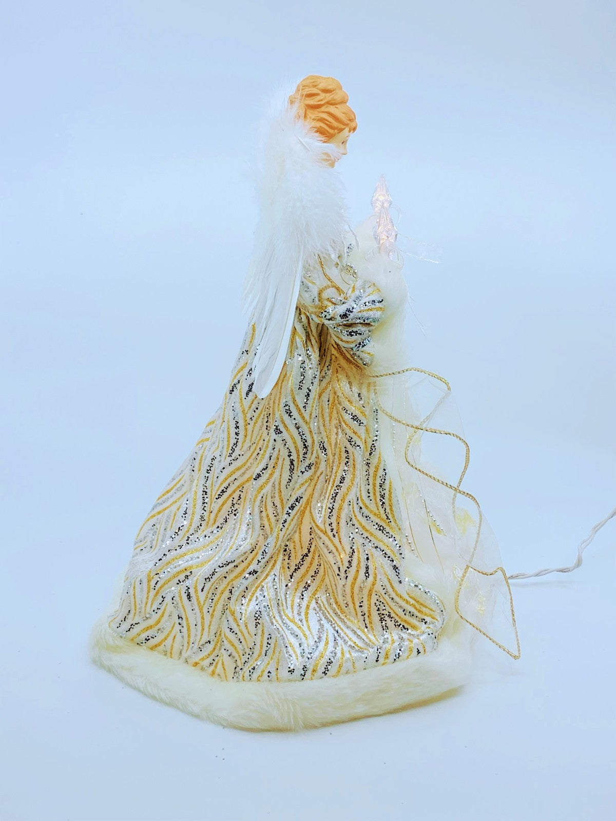 Kurt Adler Angel Tree Topper: 14" Gold & Silver, 10LT, #UL2232