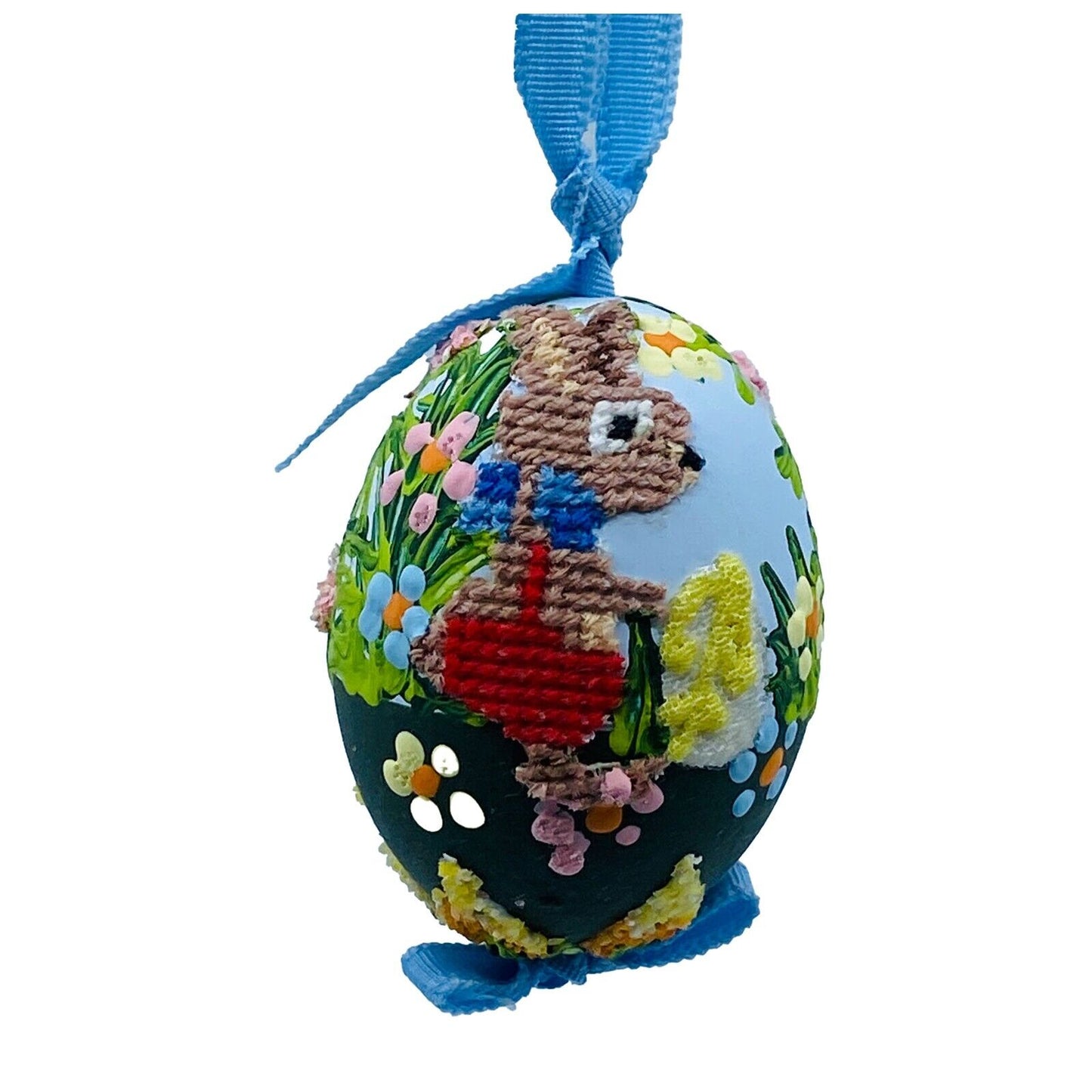 Christmas Ornament: Peter Priess Easter Egg Ornament; Easter Bunny in Garden