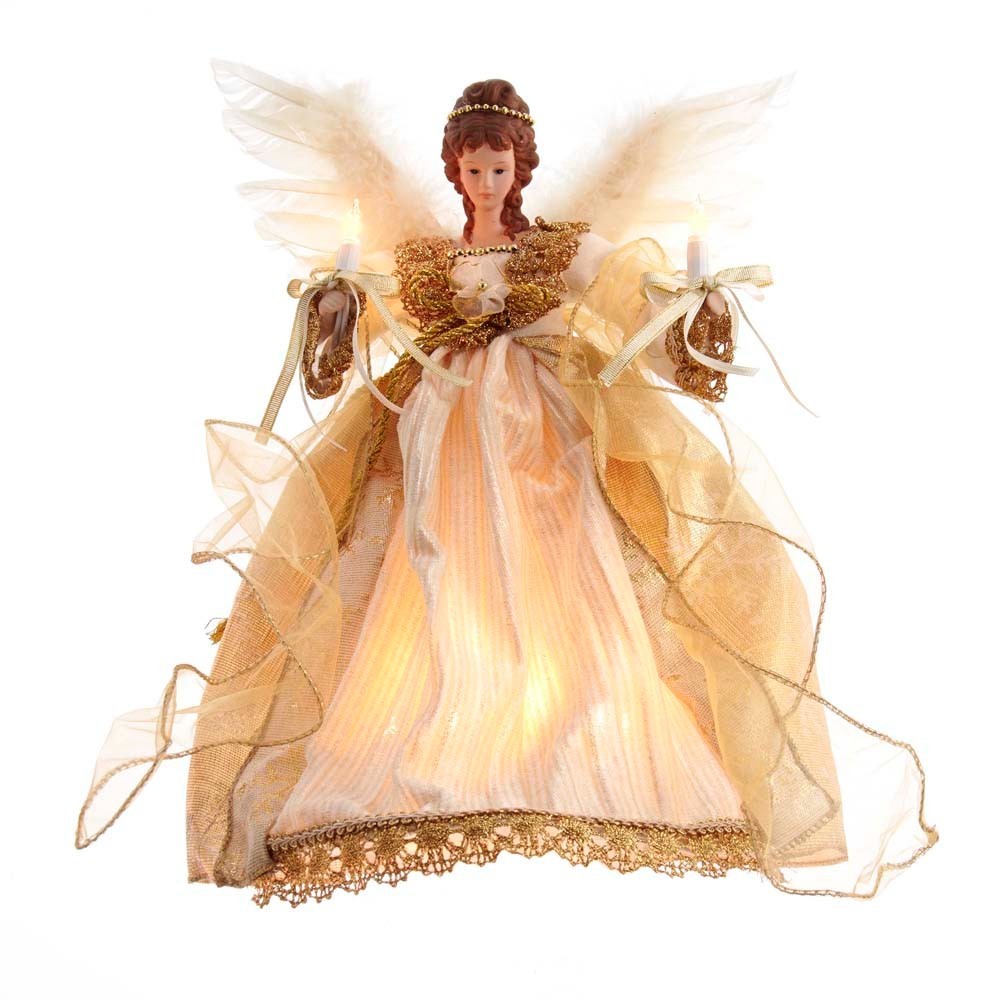 Kurt Adler Angel Tree Topper: 12" Gold, 10LT