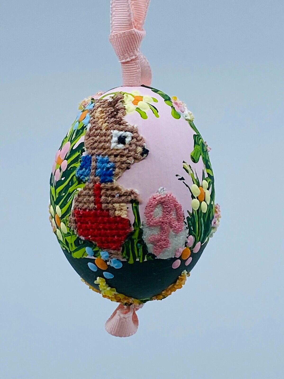 Peter Priess Easter Egg Ornament; Easter Bunny in Garden