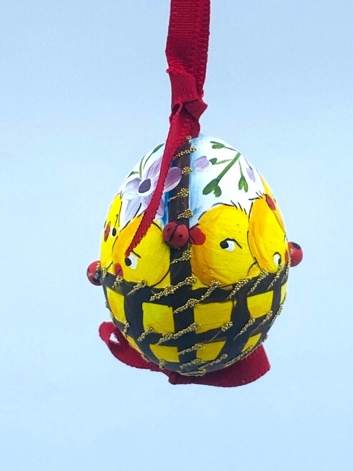 Easter Egg: Peter Priess, Spring Egg Ornament, Spring Chicks in a Basket