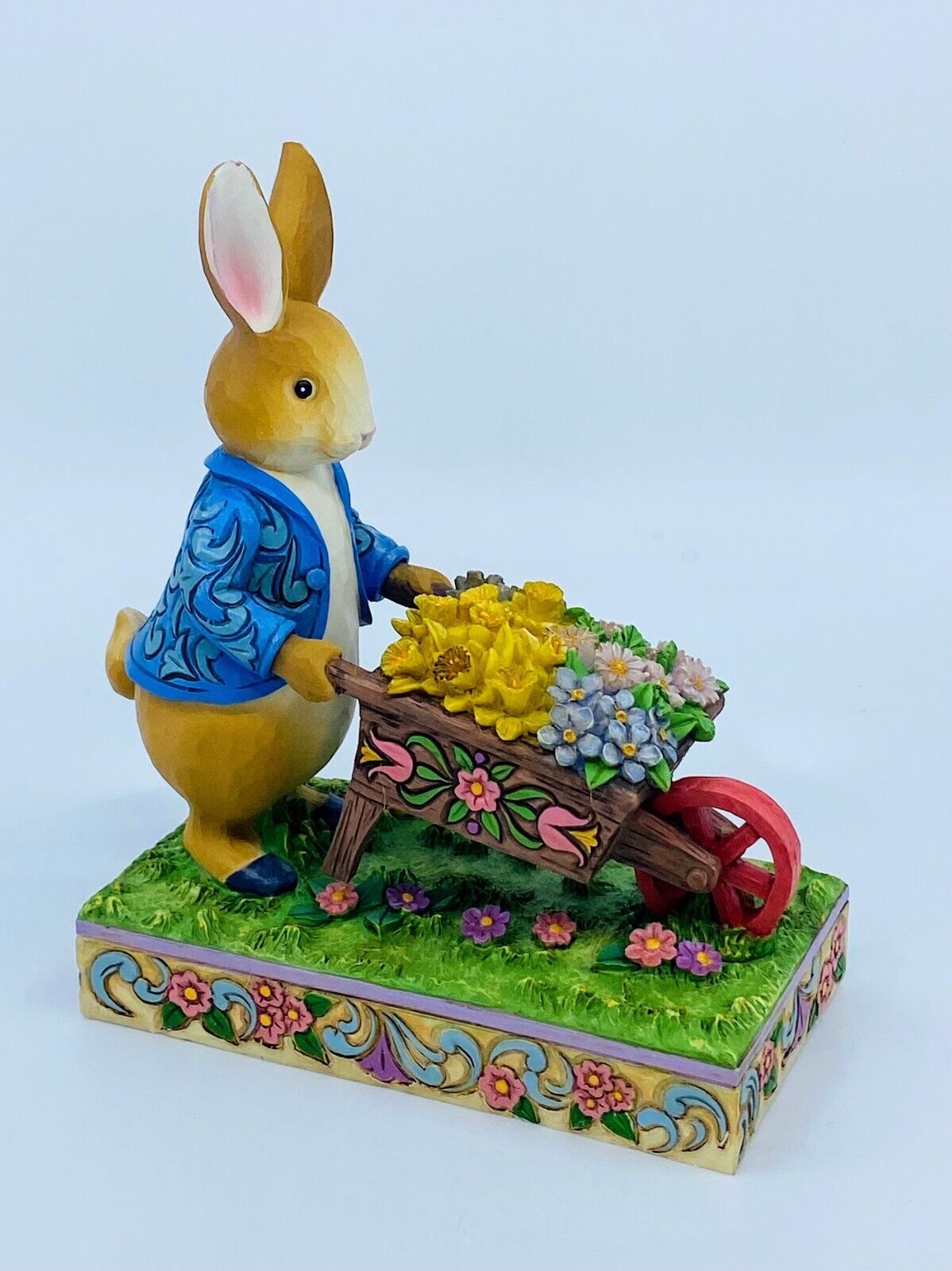 Enesco, Jim Shore Heartwood Creek, Peter Rabbit w/Wheelbarrel, "Full of Flowers"