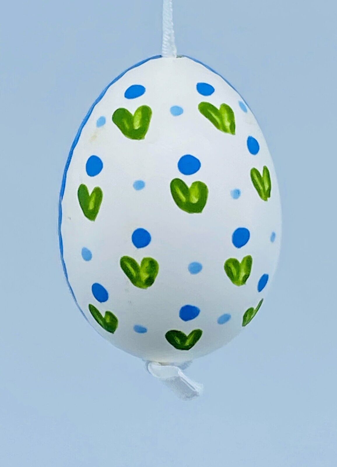Easter Egg Ornament: Peter Priess Easter Egg; Blue & White Easter Bunny Portrait