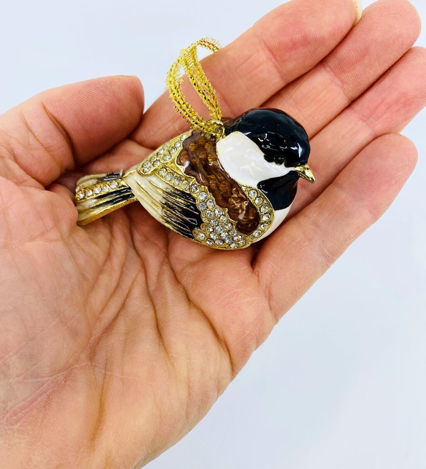 Kubla Craft Bejeweled Enameled Ornament: Chickadee, Item#2883