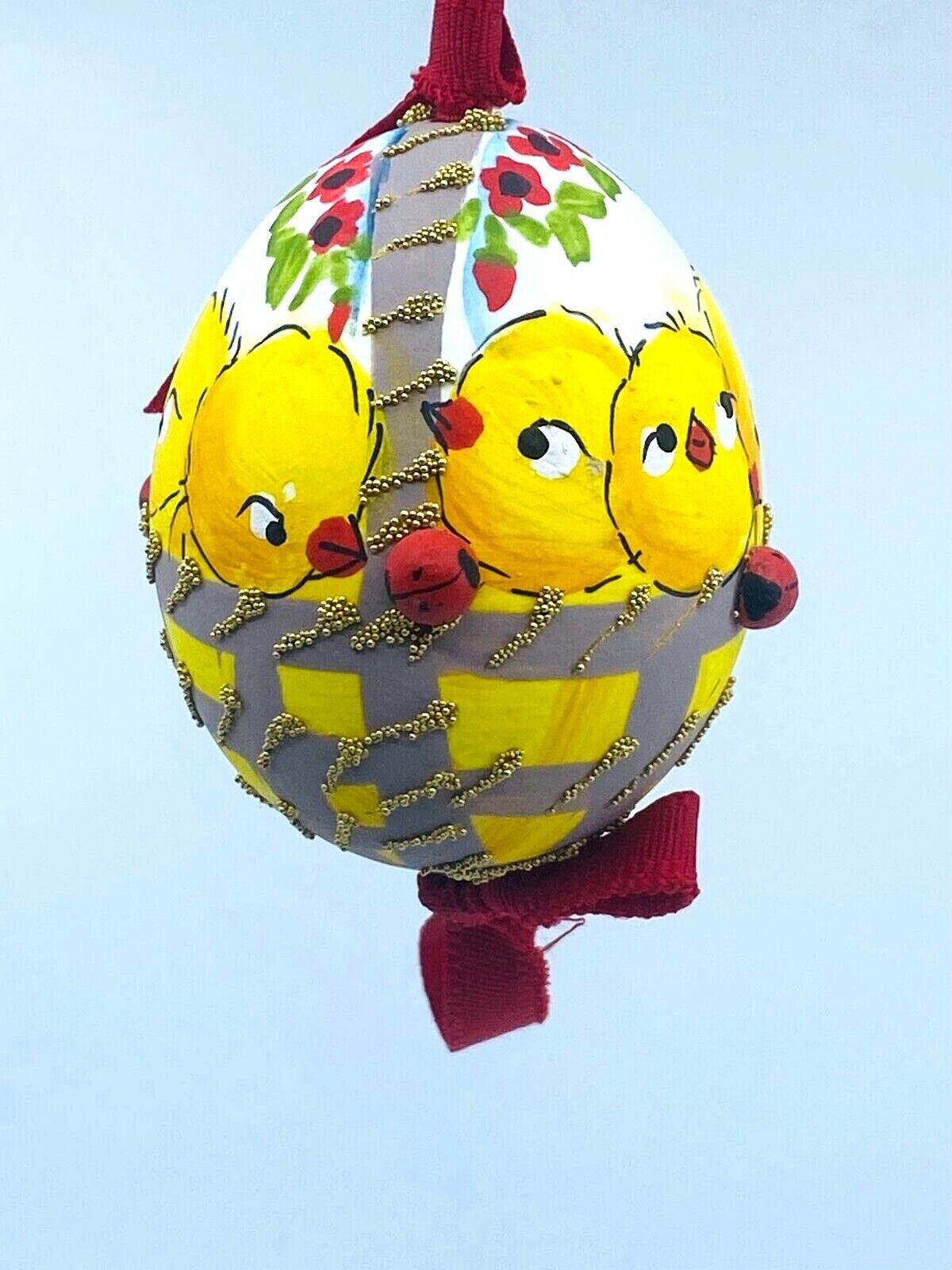 Easter Egg: Peter Priess, Spring Egg Ornament, Spring Chicks in a Basket