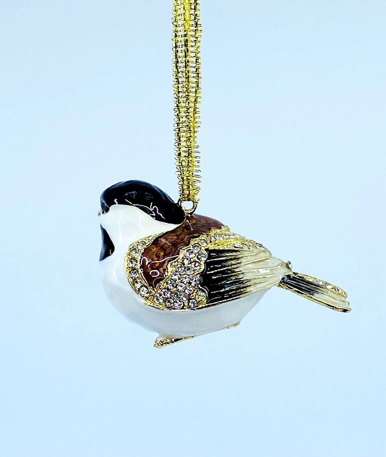 Kubla Craft Bejeweled Enameled Ornament: Chickadee, Item#2883