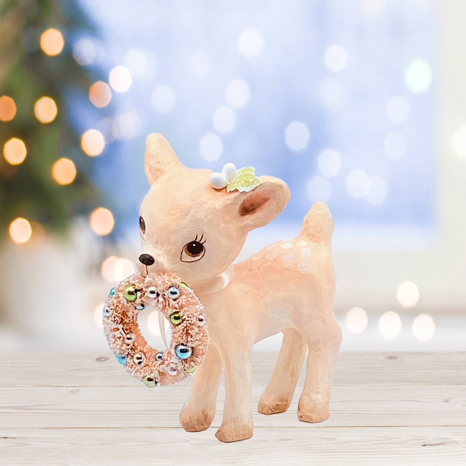 Bethany Lowe Designs: Pink Reindeer with Wreath