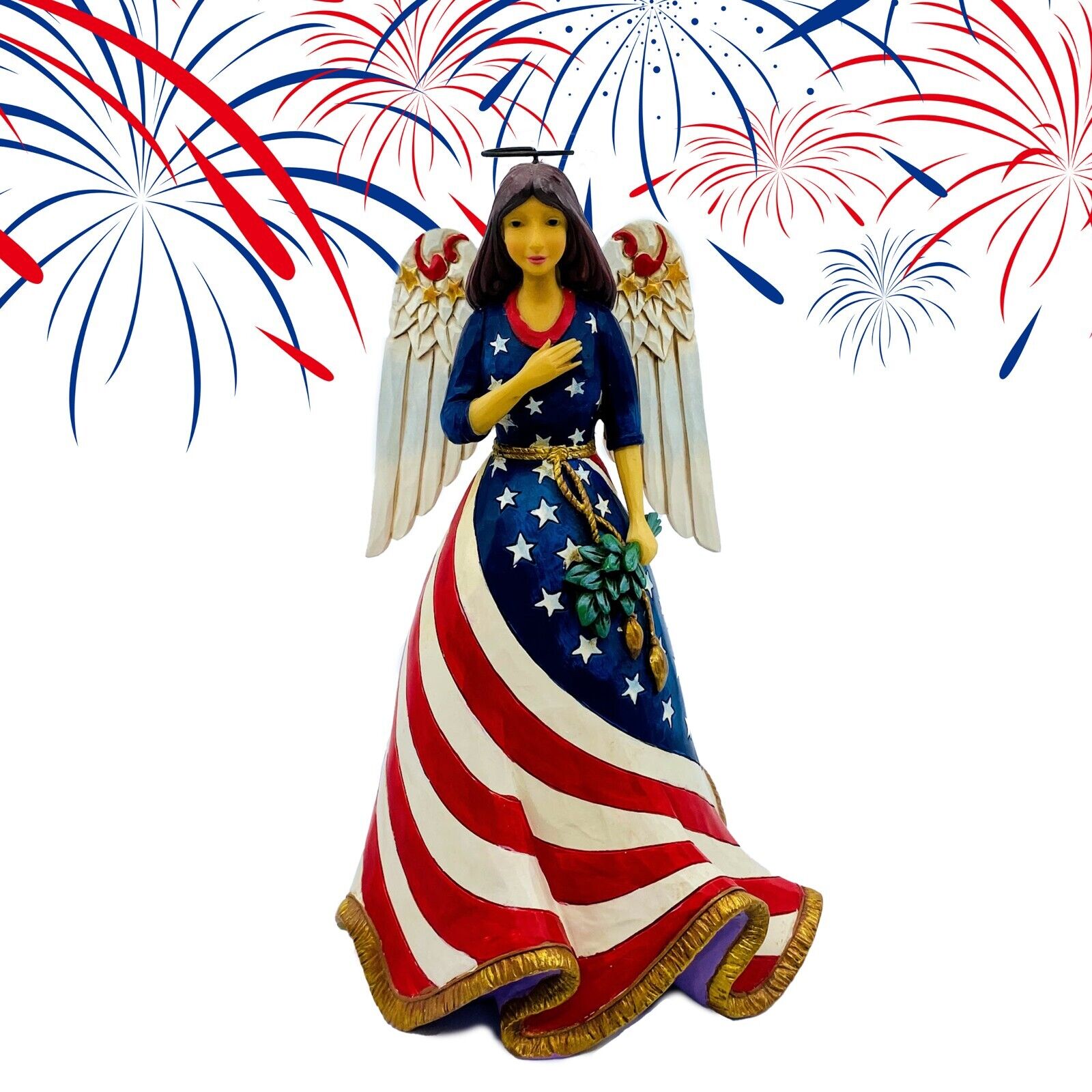 Jim Shore; Heartwood Creek, 4th of July, Patriotic Angel, "Bless the USA"