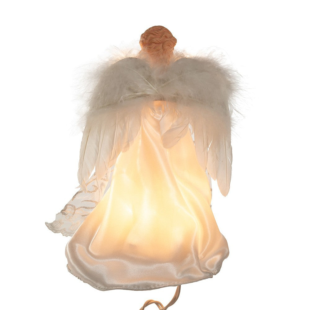 Kurt Adler Angel Tree Topper: 9" White & Silver, 10LT