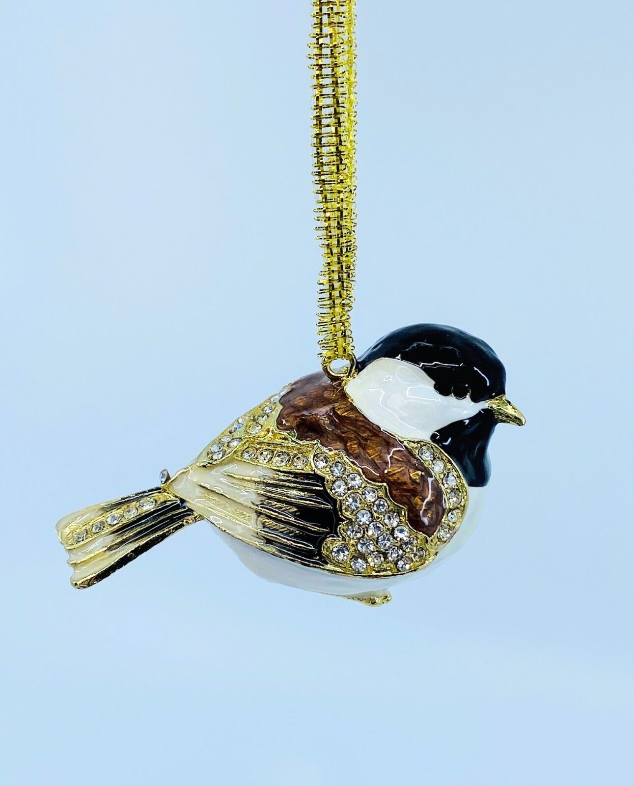 Kubla Craft Bejeweled Enameled Ornament: Chickadee, Item#2883