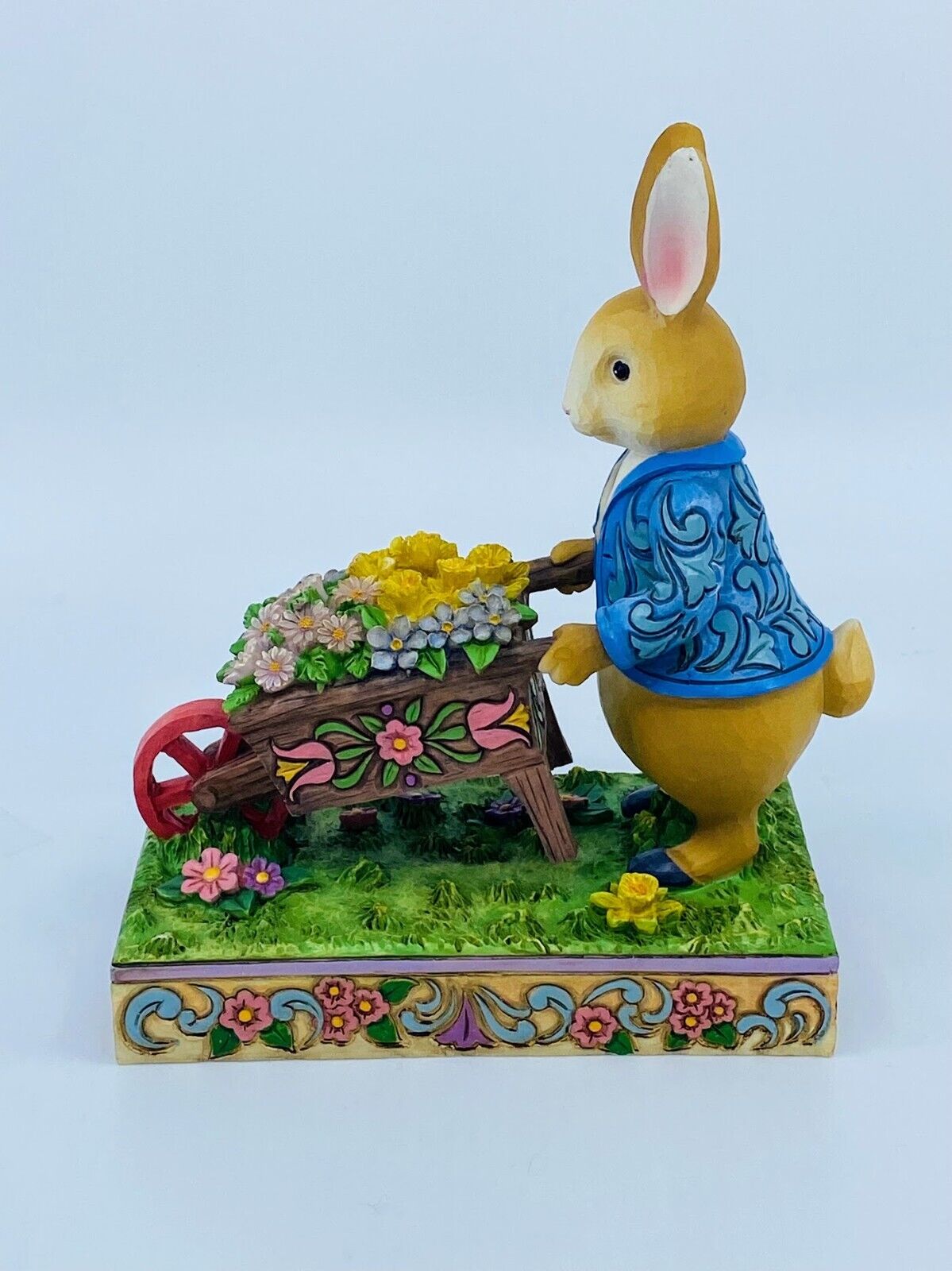 Enesco, Jim Shore Heartwood Creek, Peter Rabbit w/Wheelbarrel, "Full of Flowers"