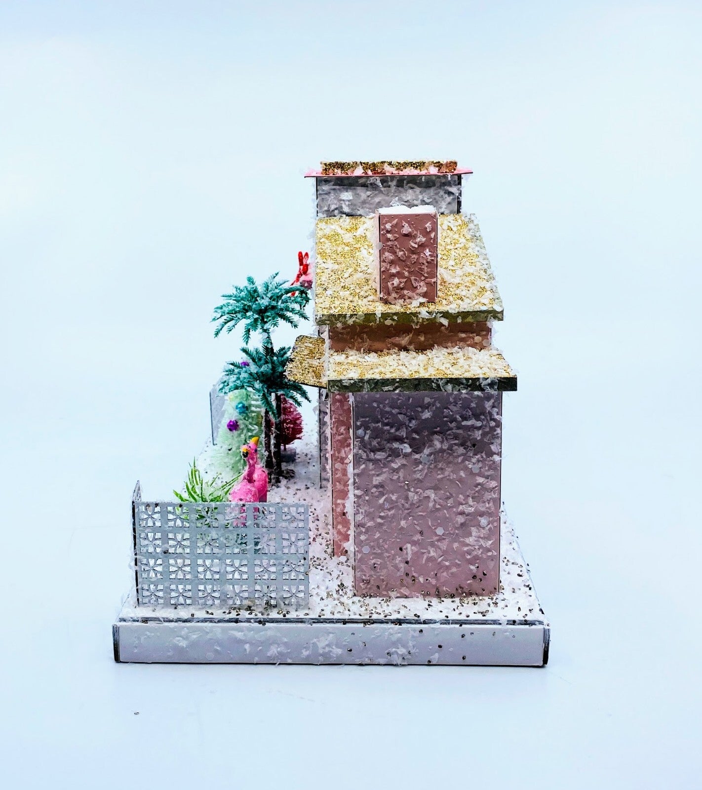 Cody Foster Light Up Christmas House, Glitter House, Pink Palm Spring House