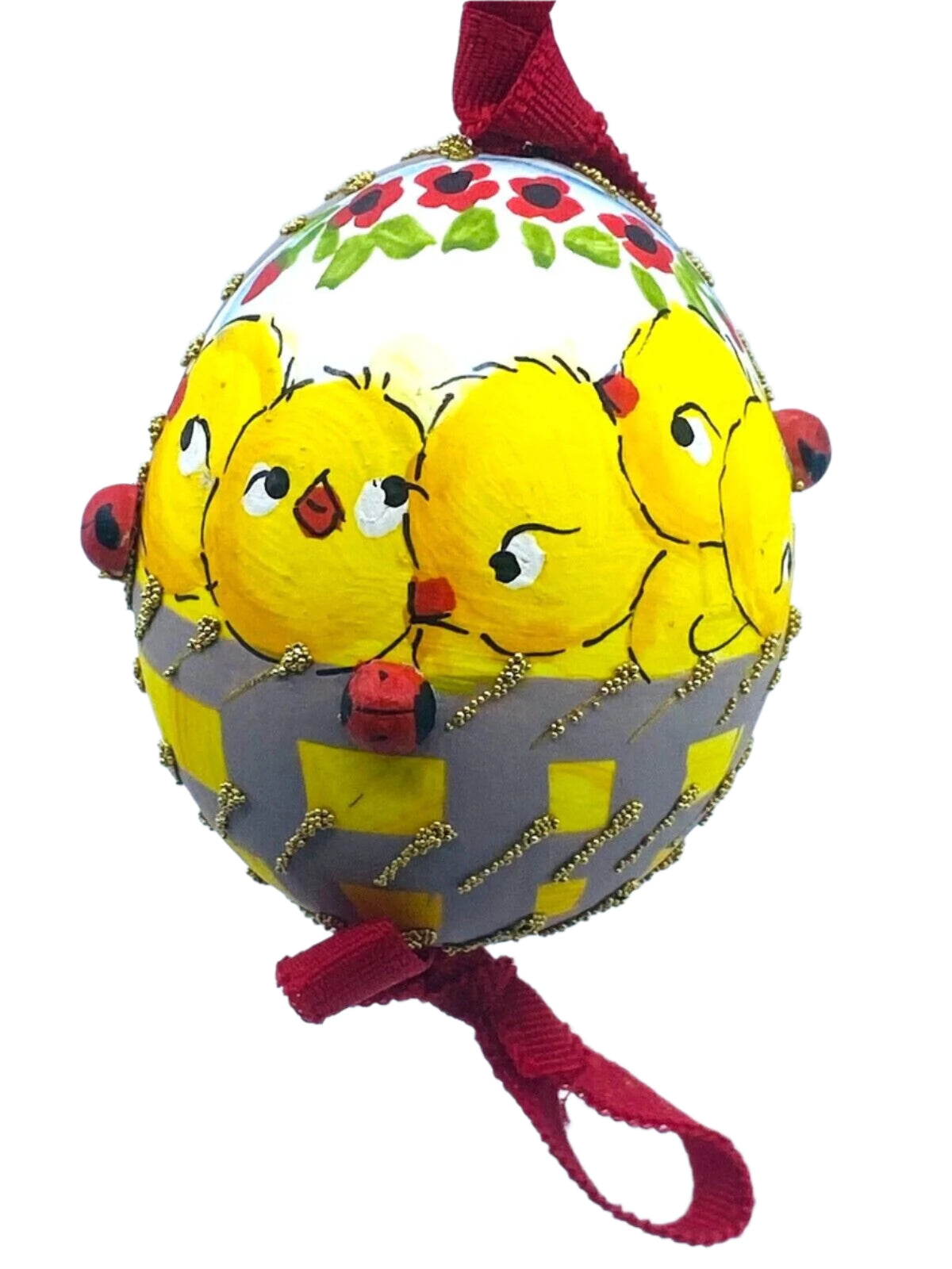 Easter Egg: Peter Priess, Spring Egg Ornament, Spring Chicks in a Basket