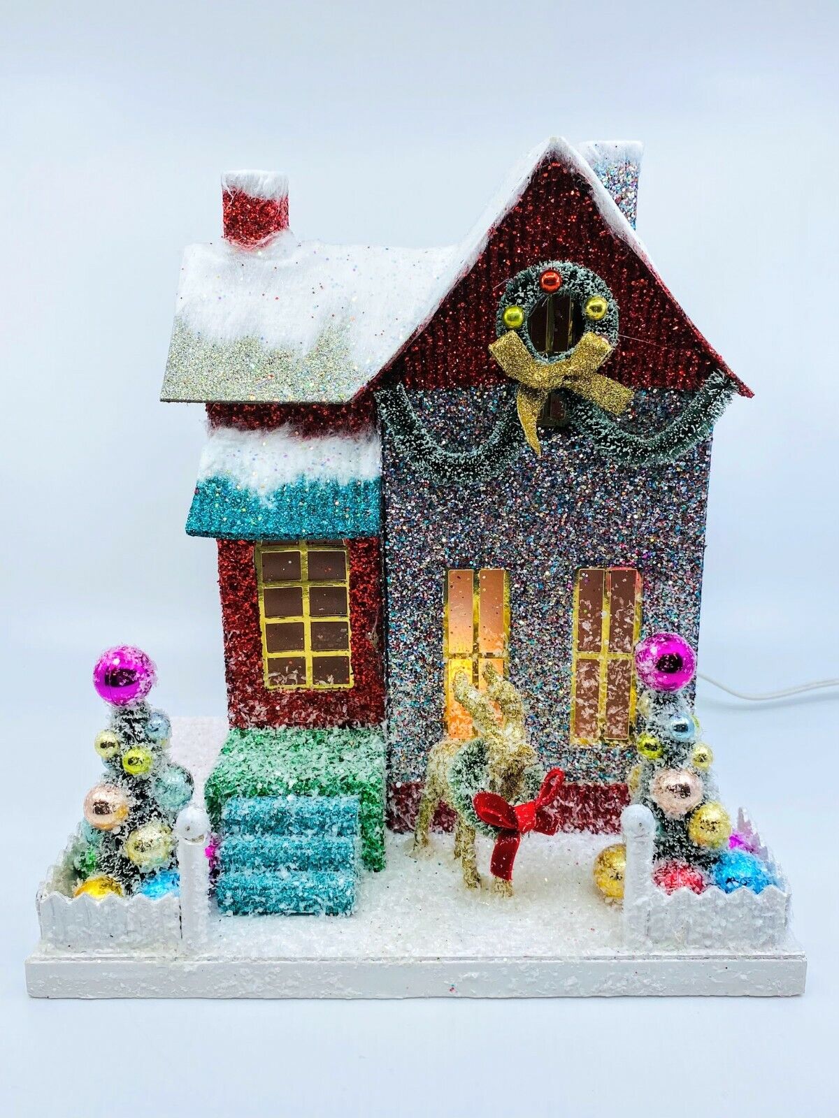 Cody Foster Christmas Light Up House, Merry & Bright Glitter Cottage, #HOU-275