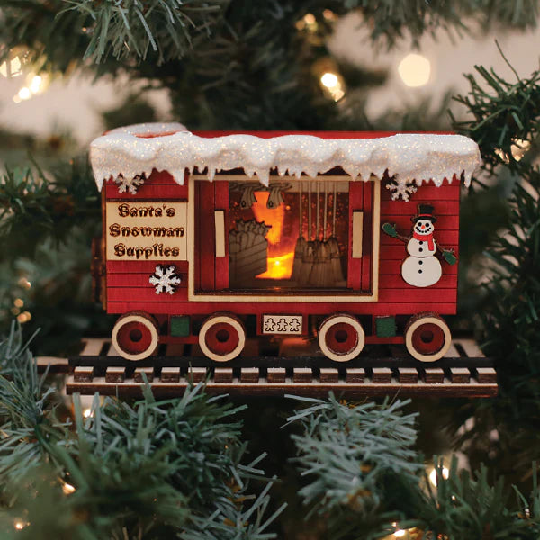 Old World Christmas: Snowman Box Car Ornament