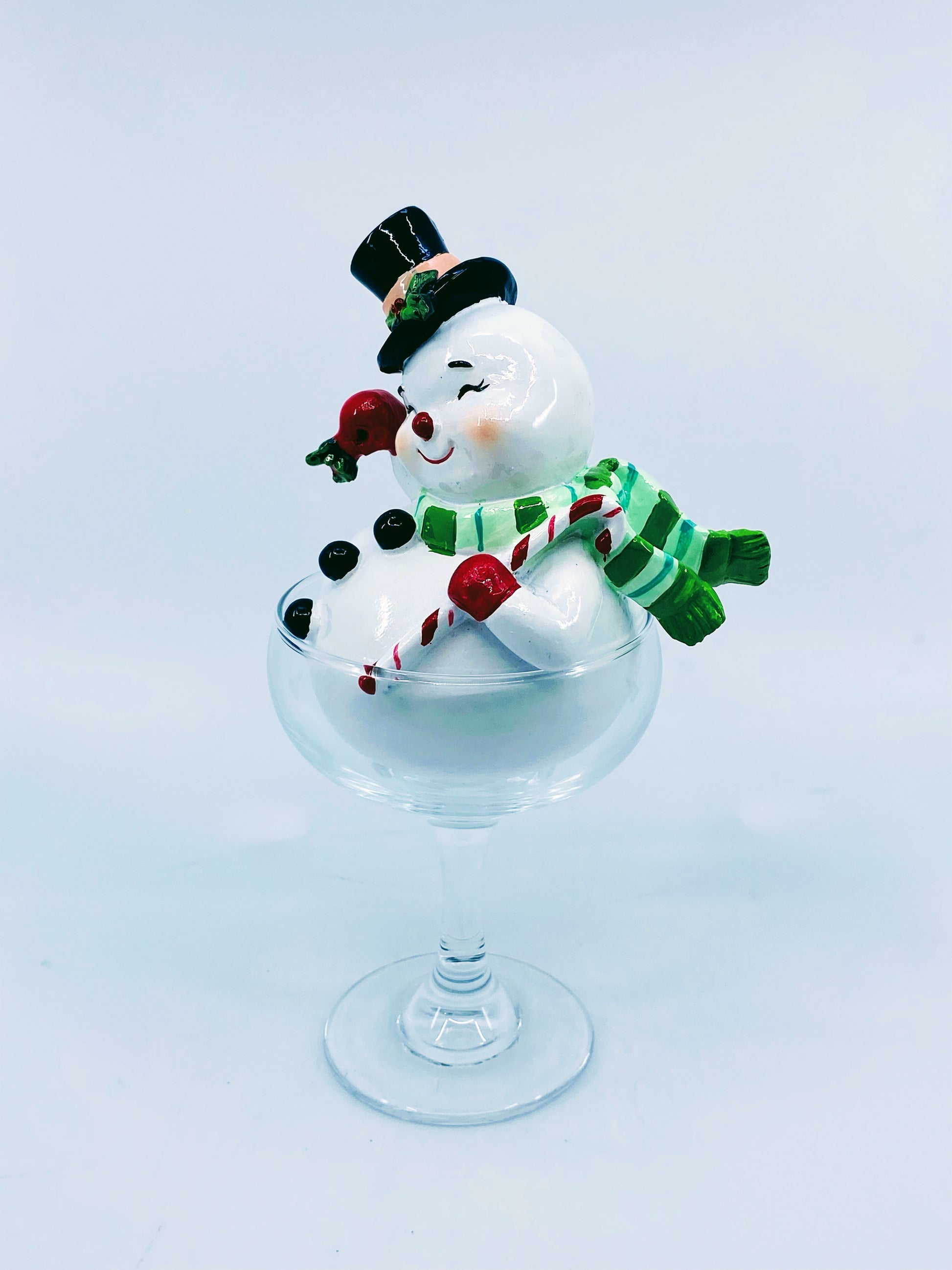December Diamonds: Retro Snowman in Martini Glass