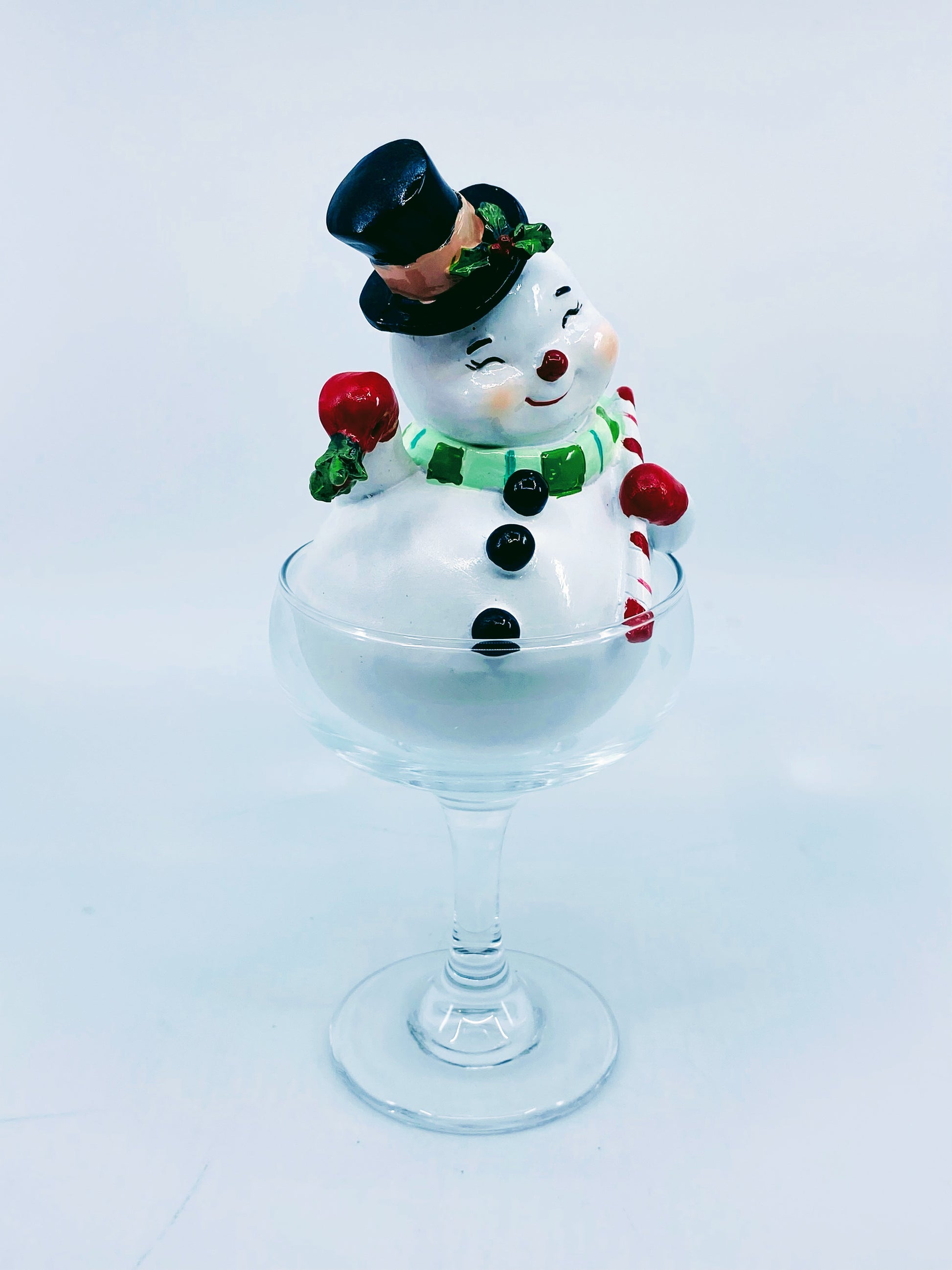 December Diamonds: Retro Snowman in Martini Glass